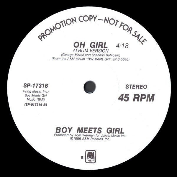 Boy Meets Girl : Oh Girl (12", Promo, Dar)