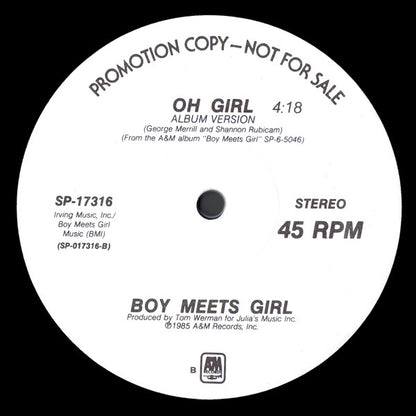 Boy Meets Girl : Oh Girl (12", Promo, Dar)