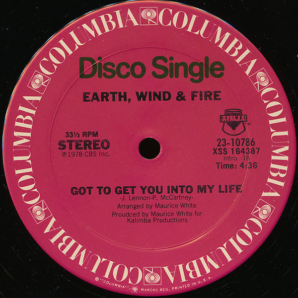 Earth, Wind & Fire : Got To Get You Into My Life (12", Single, Ter)