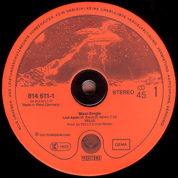 Yello : Lost Again (12", Maxi, Red)