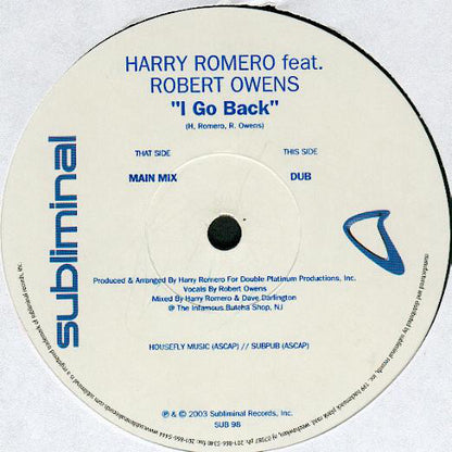 Harry Romero* Featuring Robert Owens : I Go Back (12")