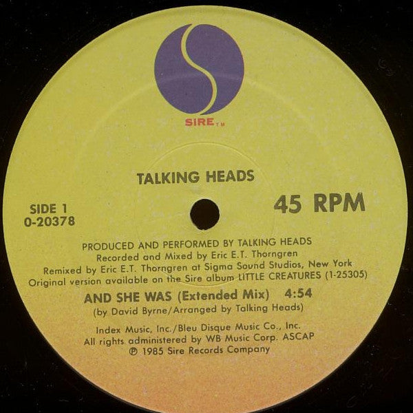 Talking Heads : And She Was / Television Man (12", Maxi, All)