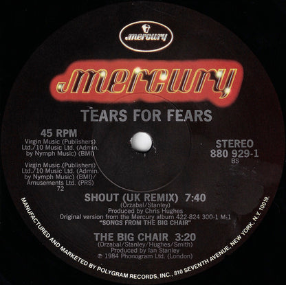Tears For Fears : Shout (US & UK Remix Versions) (12", PRC)