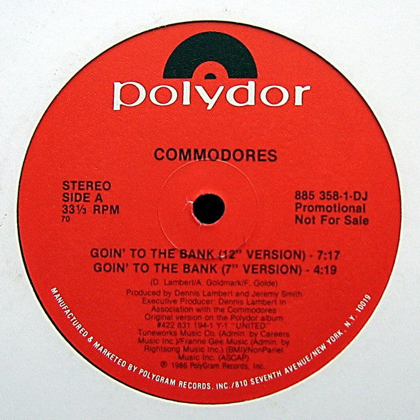 Commodores : Goin' To The Bank (12", Promo)