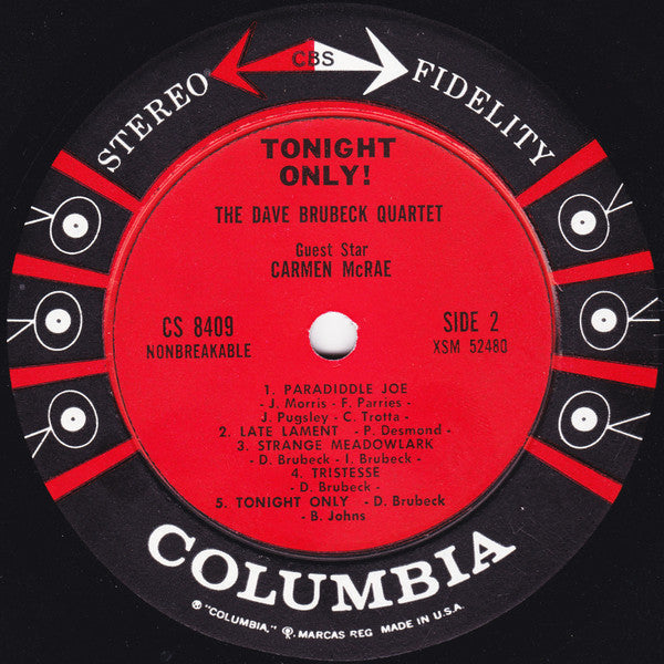 The Dave Brubeck Quartet Guest Star Carmen McRae : Tonight Only! (LP, Album, Ter)
