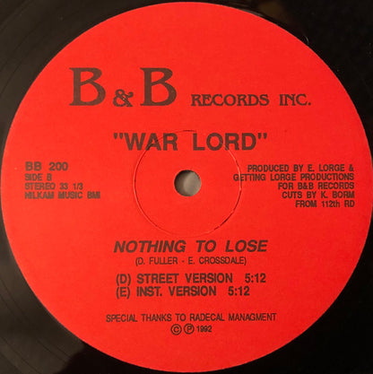 War Lord : It Ain't Easy / Nothing To Lose (12")