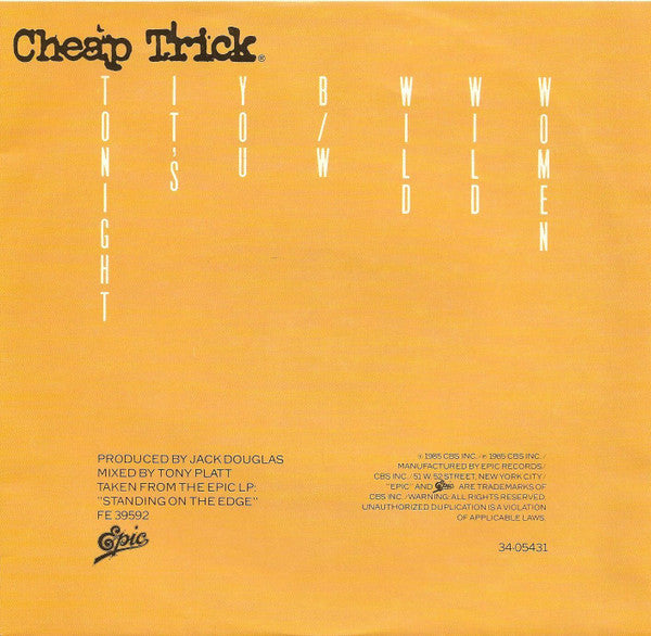 Cheap Trick : Tonight It's You (7", Single, Styrene, Pit)