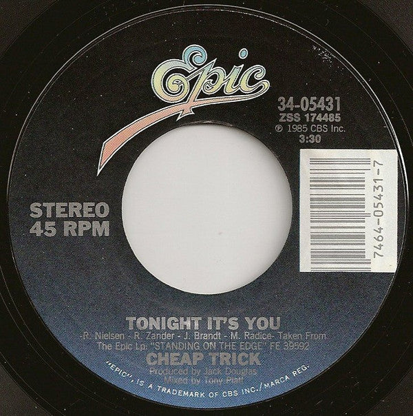 Cheap Trick : Tonight It's You (7", Single, Styrene, Pit)