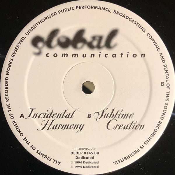 Global Communication : Incidental Harmony / Sublime Creation (12")