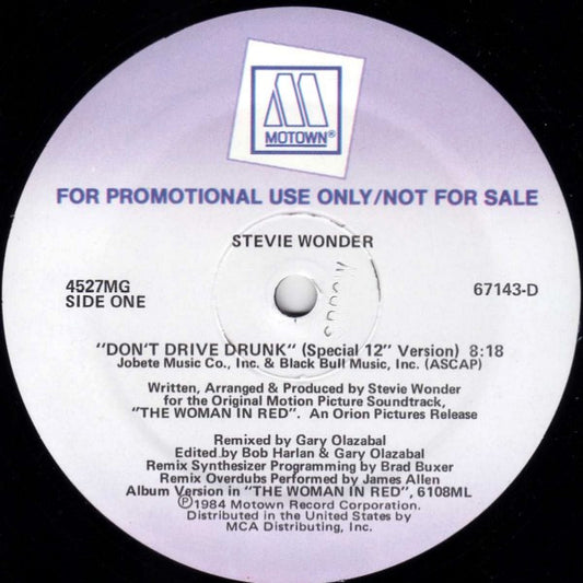 Stevie Wonder : Don't Drive Drunk / Did I Hear You Say You Love Me (12", Promo)