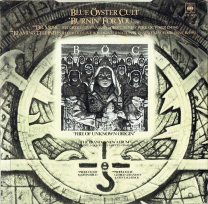Blue Öyster Cult : Burnin' For You (12", Single)