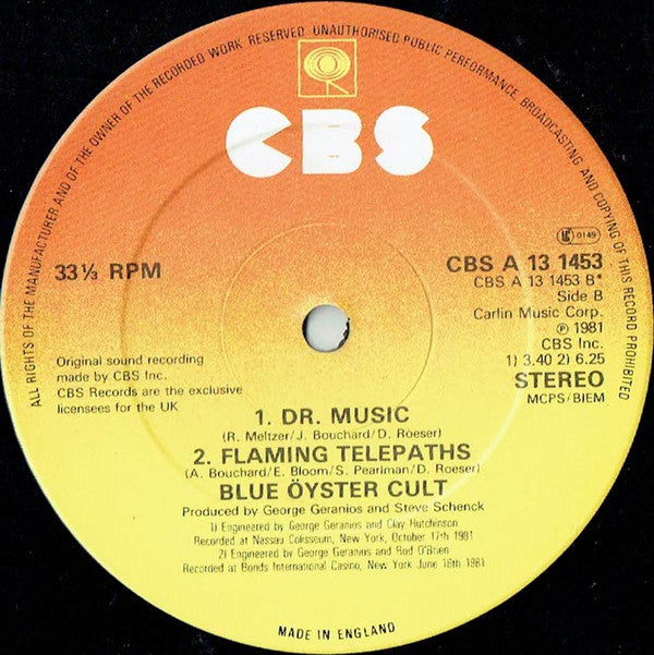 Blue Öyster Cult : Burnin' For You (12", Single)