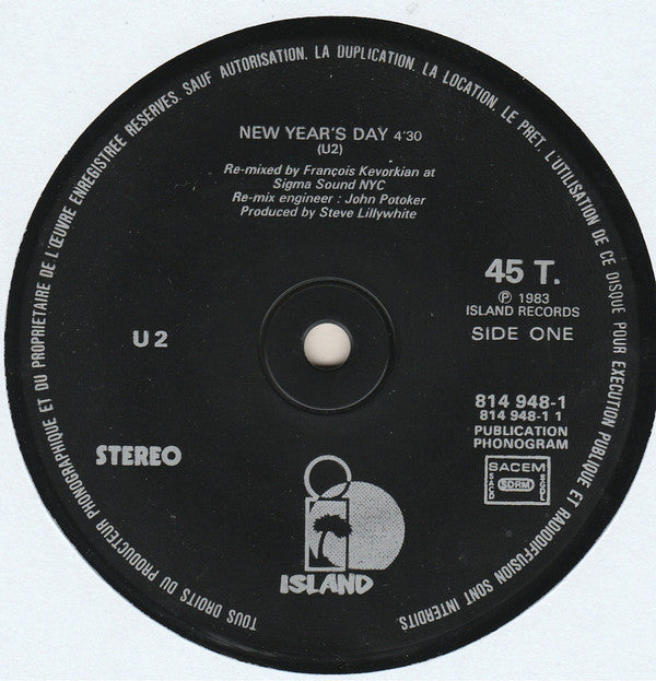 U2 : New Year's Day / Two Hearts Beat As One (12", Maxi)