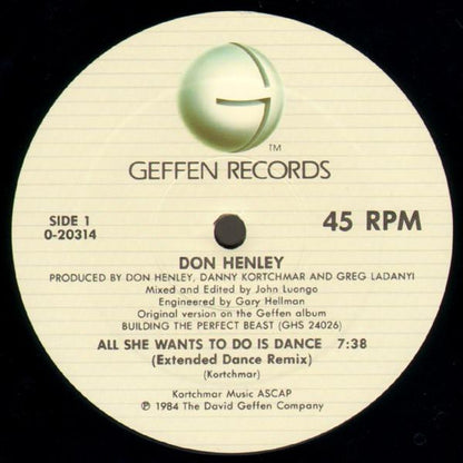 Don Henley : All She Wants To Do Is Dance (12", Maxi)