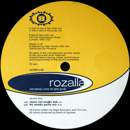 Rozalla : Everybody's Free (To Feel Good) (2x12", Promo)