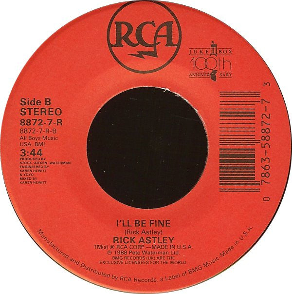 Rick Astley : Giving Up On Love (7", Single)