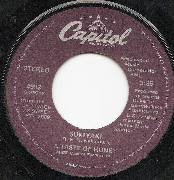 A Taste Of Honey : Sukiyaki (7", Single, Win)