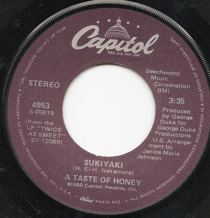 A Taste Of Honey : Sukiyaki (7", Single, Win)