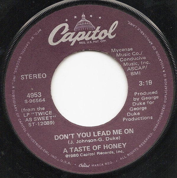 A Taste Of Honey : Sukiyaki (7", Single, Win)