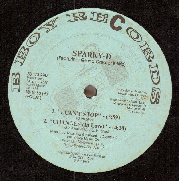 Sparky-D* Featuring: Grand Creator K-Wiz : I Can't Stop / Changes (In Love) (12")