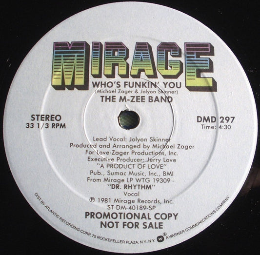 The M-Zee Band : Who's Funkin' You / Sure Shot (12", Promo, SP )