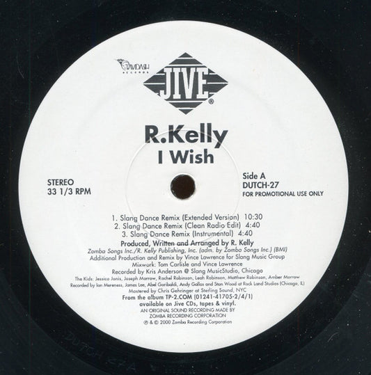 R.Kelly* : I Wish (Dance Mixes) (12", Promo)