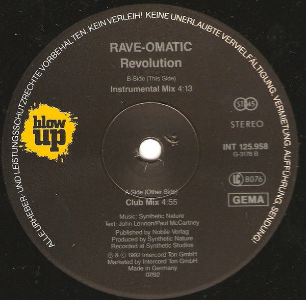 Rave-Omatic : Revolution (12")