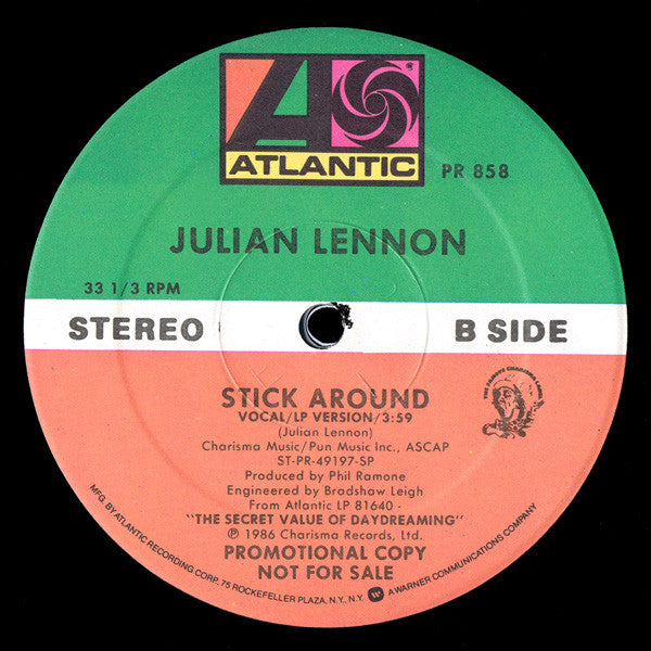 Julian Lennon : Stick Around (12", Promo)
