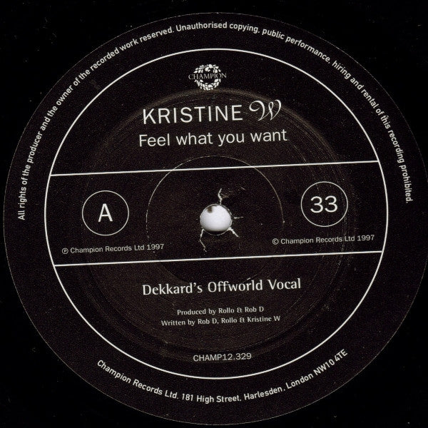 Kristine W : Feel What You Want (12")