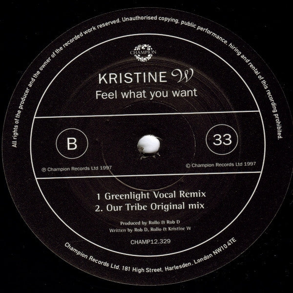 Kristine W : Feel What You Want (12")