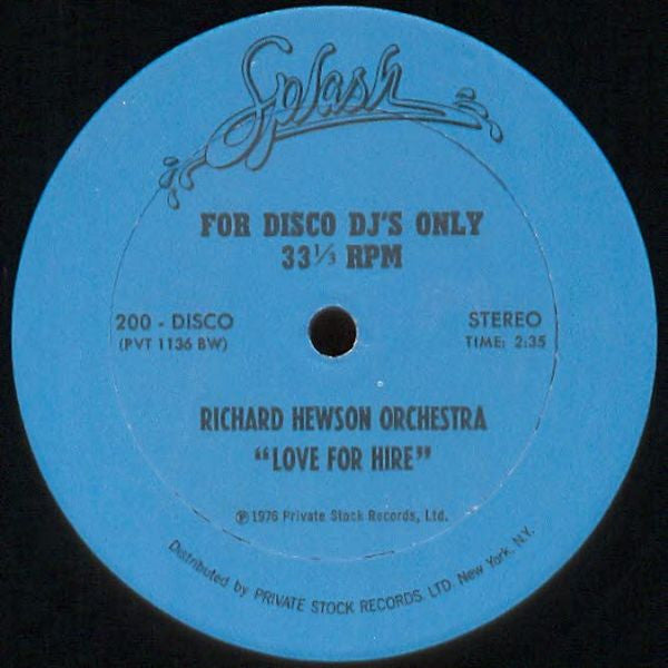The Richard Hewson Orchestra : Love For Hire (10", Promo)