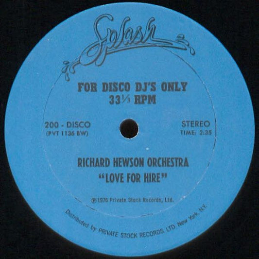 The Richard Hewson Orchestra : Love For Hire (10", Promo)