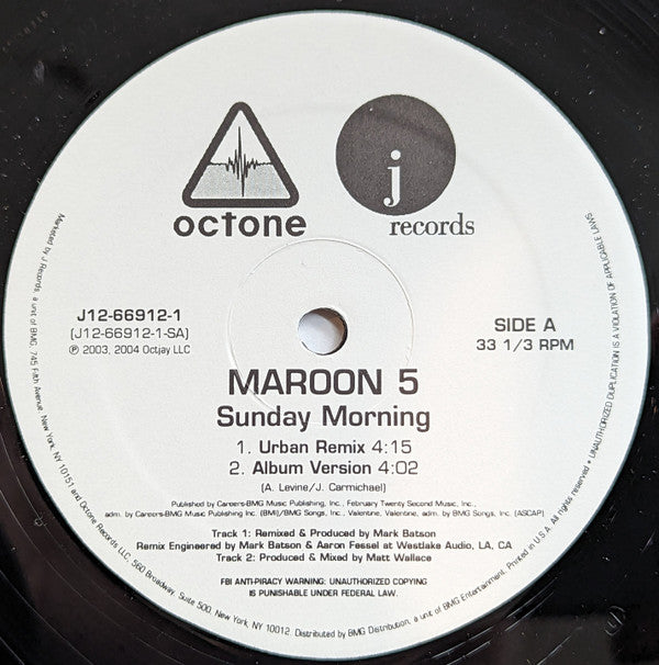Maroon 5 : Sunday Morning (12")