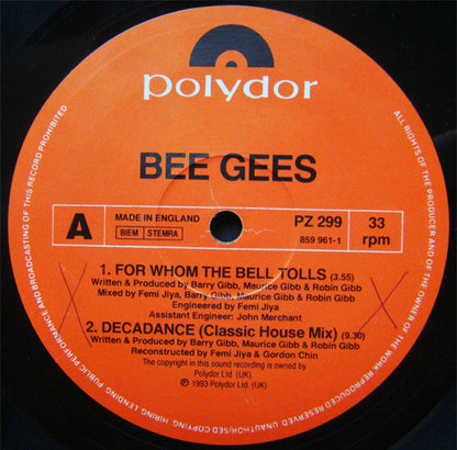 Bee Gees : For Whom The Bell Tolls (12", Single)