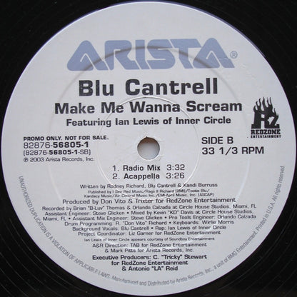Blu Cantrell Featuring Ian Lewis Of Inner Circle* : Make Me Wanna Scream (12", Promo)