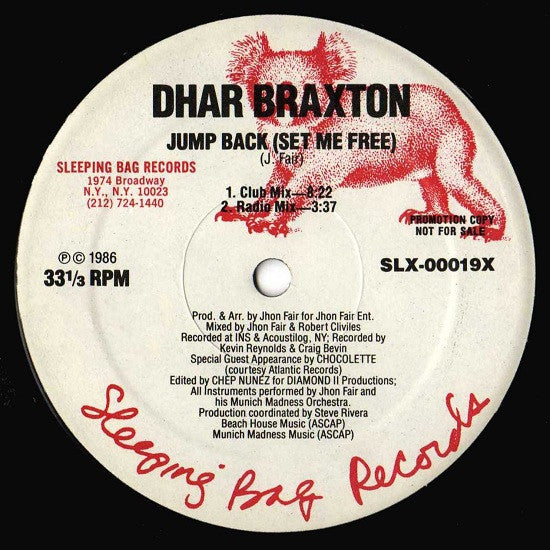 Dhar Braxton : Jump Back (Set Me Free) (12", Promo)