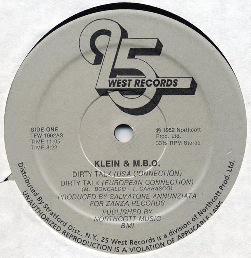 Klein & M.B.O. : Dirty Talk (12")