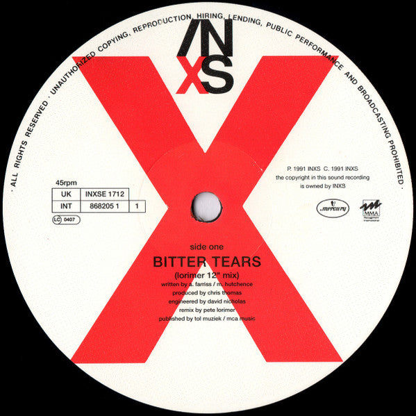 INXS : Bitter Tears (12", Single, Ltd)