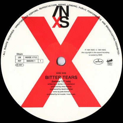 INXS : Bitter Tears (12", Single, Ltd)
