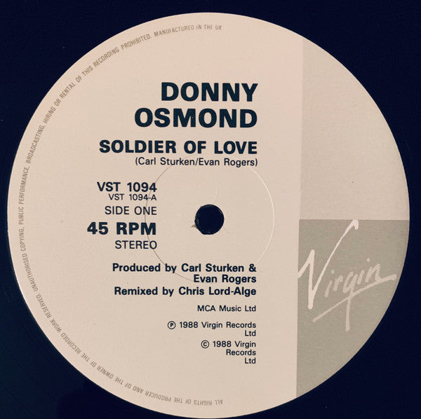 Donny Osmond : Soldier Of Love (12")