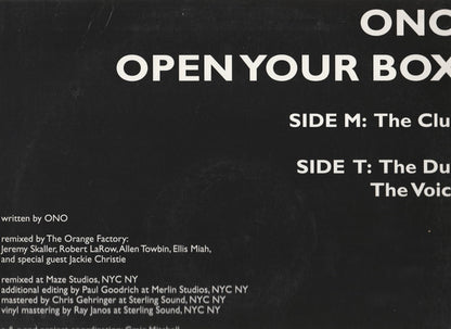 Yoko Ono : Open Your Box - The Orange Factory Remix (12")