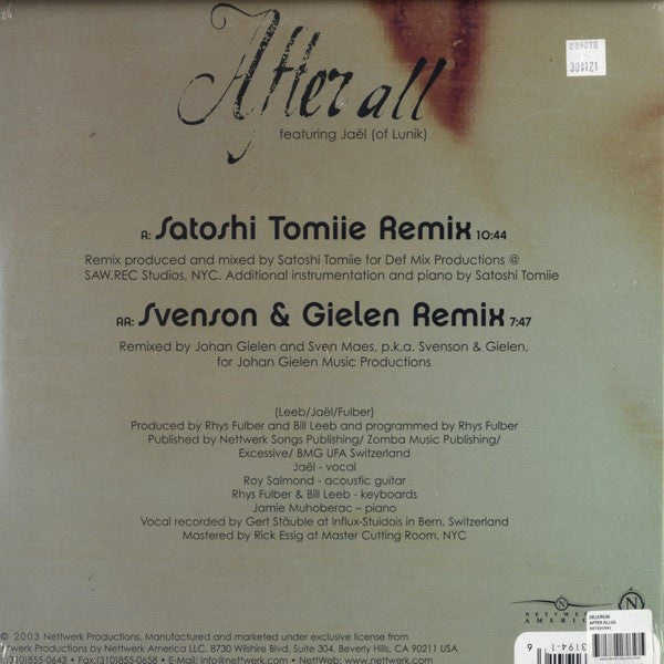 Delerium Featuring Jaël (Of Lunik)* : After All (12")