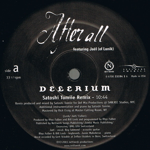 Delerium Featuring Jaël (Of Lunik)* : After All (12")