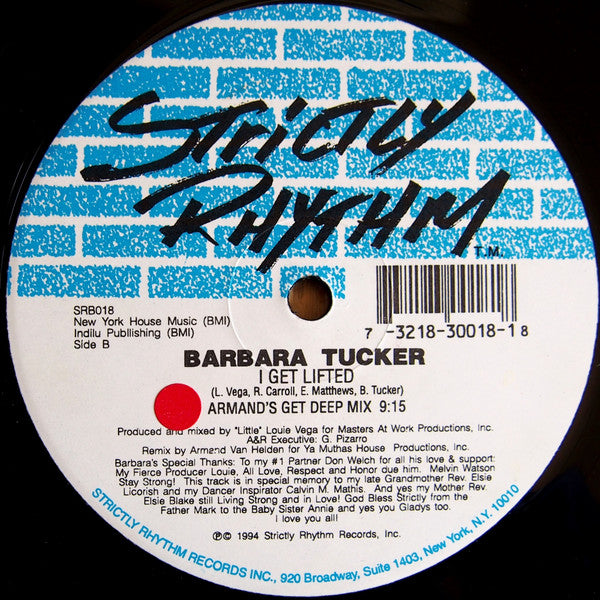 Barbara Tucker : I Get Lifted (12")