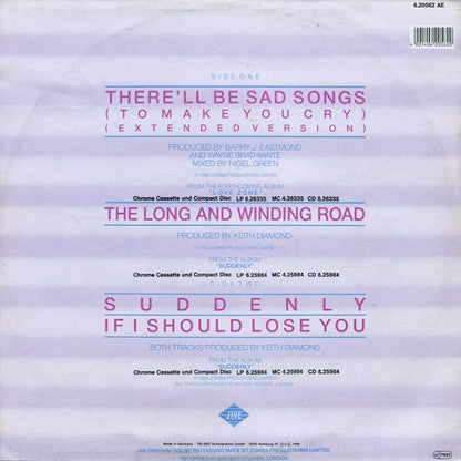 Billy Ocean : There'll Be Sad Songs (To Make You Cry) (12", Maxi)