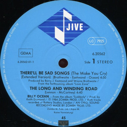 Billy Ocean : There'll Be Sad Songs (To Make You Cry) (12", Maxi)