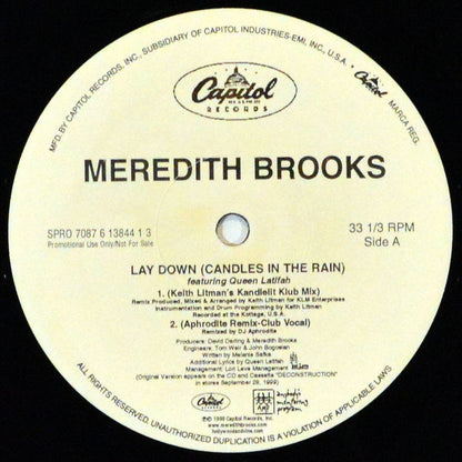 Meredith Brooks Featuring Queen Latifah : Lay Down (Candles In The Rain) (12", Promo)