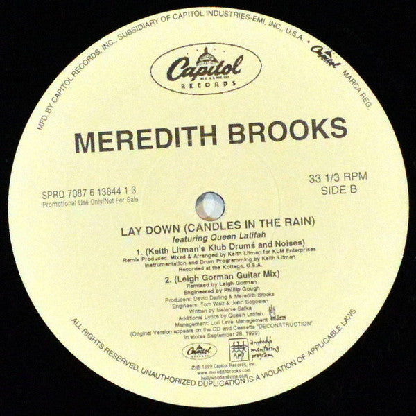 Meredith Brooks Featuring Queen Latifah : Lay Down (Candles In The Rain) (12", Promo)