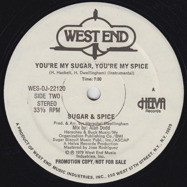 Sugar & Spice (3) : You're My Sugar, You're My Spice (12", Single, Promo)