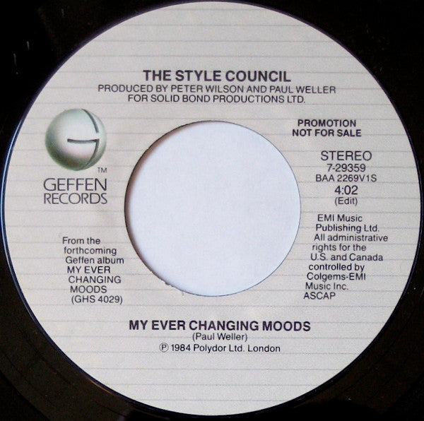 The Style Council : My Ever Changing Moods (7", Single, Promo)